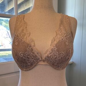 ThirdLove Lace Plunge Underwire Bra in Nude Blush